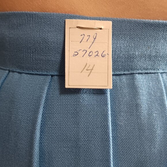Vintage Powder Blue Pleated Skirt 1960s Mini Midi, XS-S Vintage Deadstock/ NOS - Picture 6 of 9